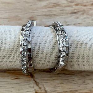 Dyrberg/Kern Lyra Swarovski crystal hammered open hoop earrings